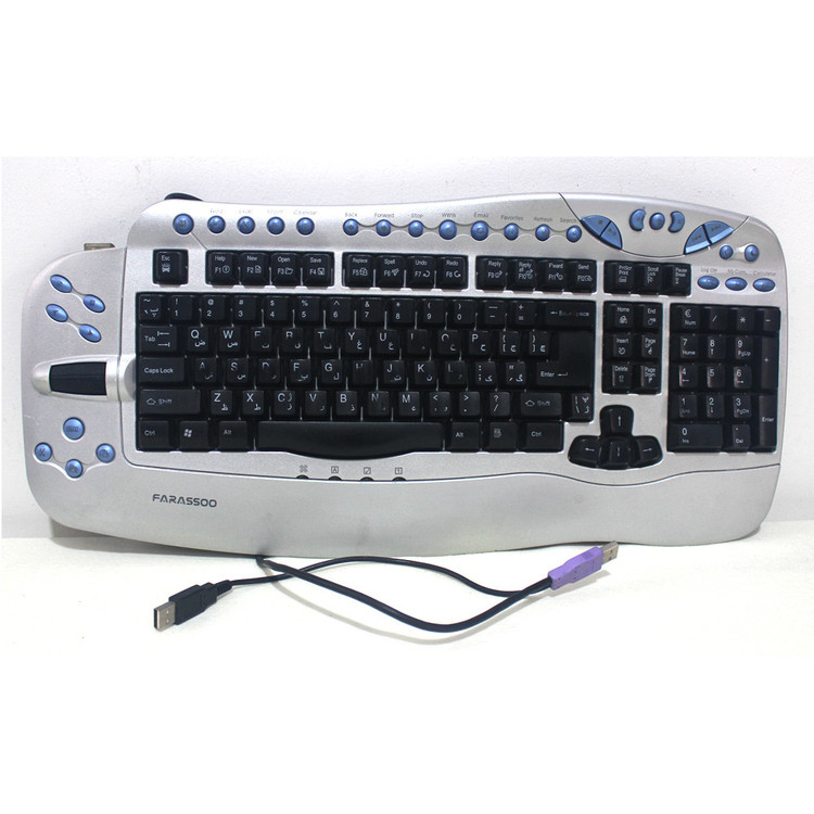 کیبورد سیمی USB فراسو مدل FCR-8800 با رنگ نقرهای، طراحی منحصربهفرد استوک