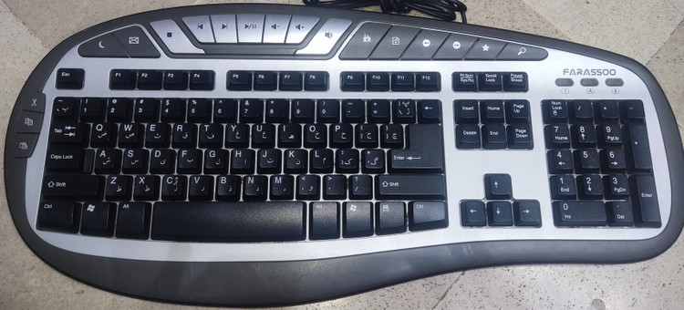 کیبورد سیمی نقرهای فراسو مدل FCR-8770 با اتصال PS2 استوک
