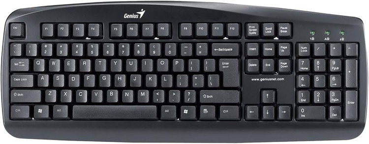 کیبورد سیمی مشکی جینیوس مدل KB-110 با طراحی تمامسایز، اتصال USB استوک