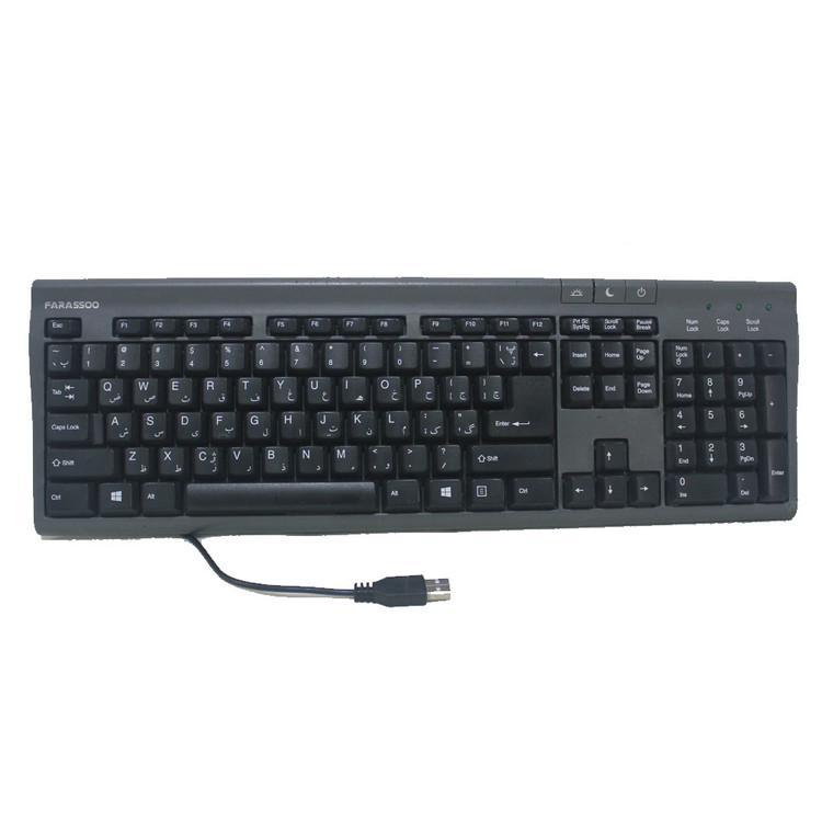 کیبورد سیمی مشکی فراسو مدل FCR-2770 با طراحی باریک استوک