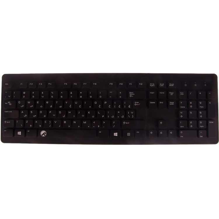 کیبورد سیمی مشکی فراسو مدل FCR-4880 با کلیدهای باریک و ۱۰۶ کلید استاندارد استوک