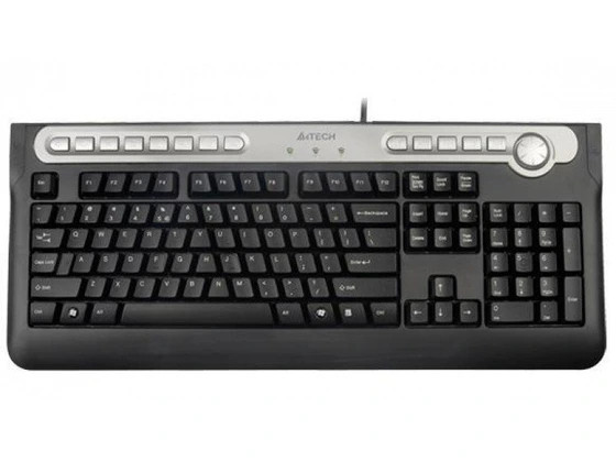 کیبورد سیمی مشکی A4Tech مدل KB-20MU با بدنه دو رنگ نقرهای استوک