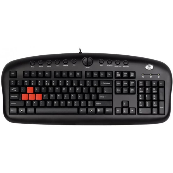 کیبورد سیمی مشکی ای فورتک مدل KB-28G با ۱۲ کلید میانبر استوک