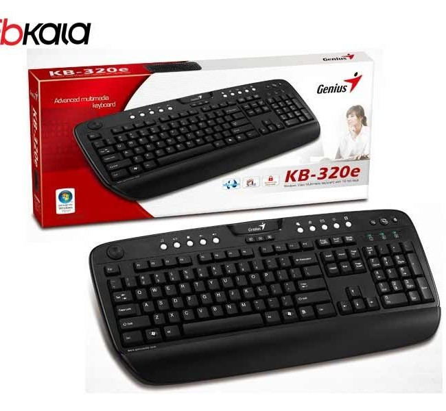 خرید کیبورد سیمی جنیوس مدل KB-320E PS/2 مشکی استوک