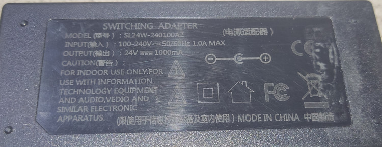 آداپتور SL24W-240100AZ منبع تغذیه ۲۴ ولت ۱ آمپر مخصوص تجهیزات صوتی، تصویری و شبکه استوک