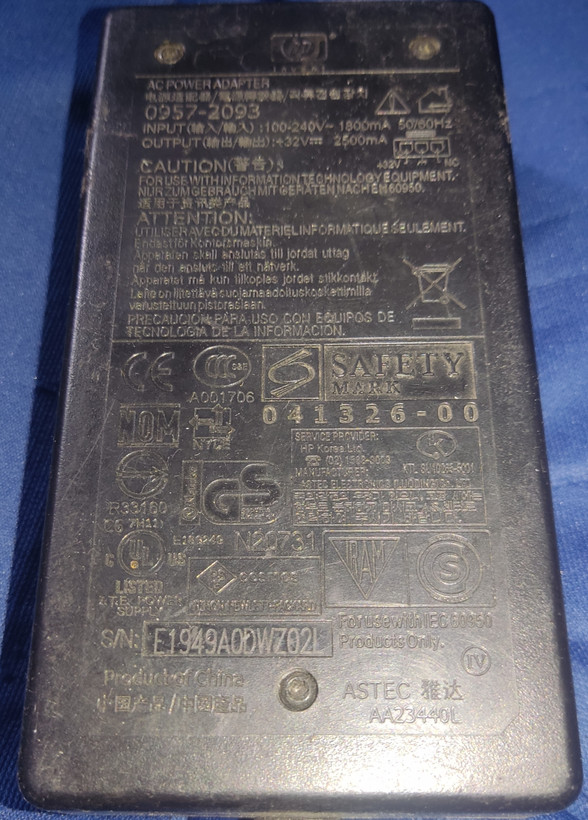 آداپتور پرینتر جوهرافشان HP 0957-2093 خروجی 32V 2.5A توان 80 وات استوک