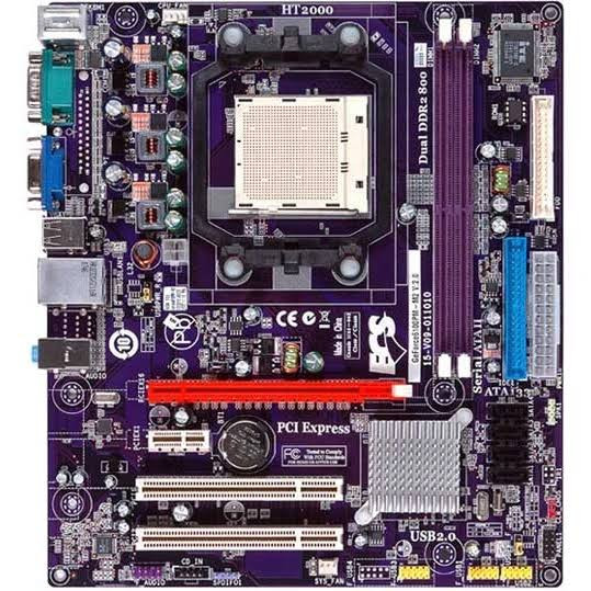 مادربرد ECS GeForce 6100PM DDR2 همراه پردازنده و فن اورجینال استوک