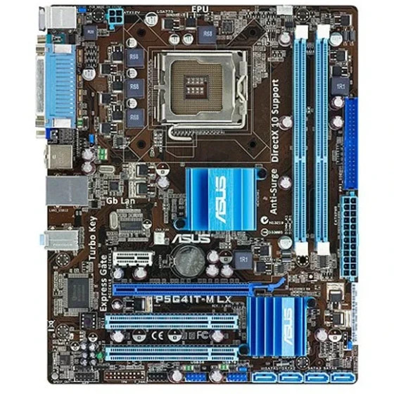 مادربرد ASUS P5G41T-M LX DDR3 همراه پردازنده Intel Pentium E5500 و فن اورجینال استوک