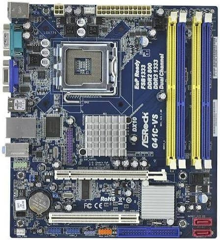 مادربرد ASRock G41C-VS DDR2 DDR3 همراه پردازنده Intel Pentium E5500 و فن اورجینال استوک