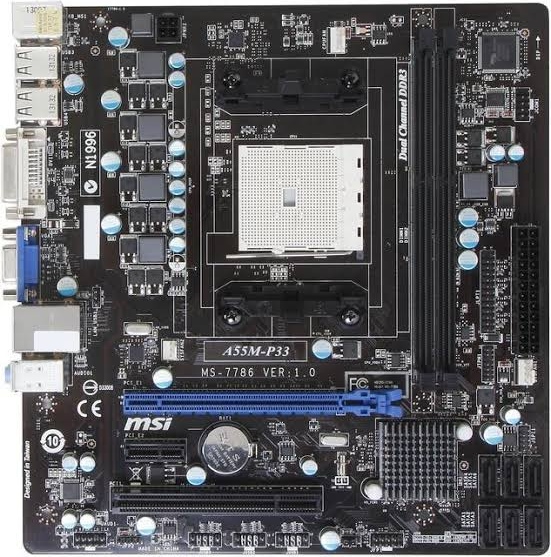 مادربرد MSI A55M-P33 با CPU AMD A4-3300 و فن اورجینال مناسب سیستم خانگی تست کامل مهلت تست ۷ روزه سلامت ۱۰۰٪ | آران پی سی