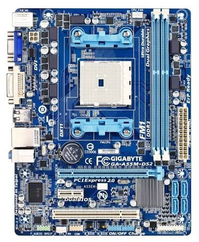مادربرد تا ۳۲ گیگ ساپورت Gigabyte GA-A55M-DS2 با CPU AMD A4-3400 و فن اورجینال مناسب سیستم خانگی و اداری تست کامل مهلت تست ۷ روزه سلامت ۱۰۰٪ | آران پی سی
