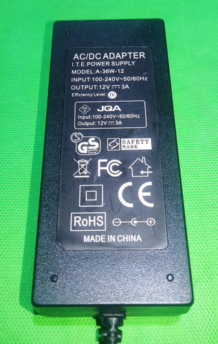 آداپتور استوک 12 ولت 3 آمپر مدل A-36W-12 مناسب دوربین مداربسته، DVR، LED و مودم توان 36 وات تضمین سلامت فنی | فروشگاه آران پی سی