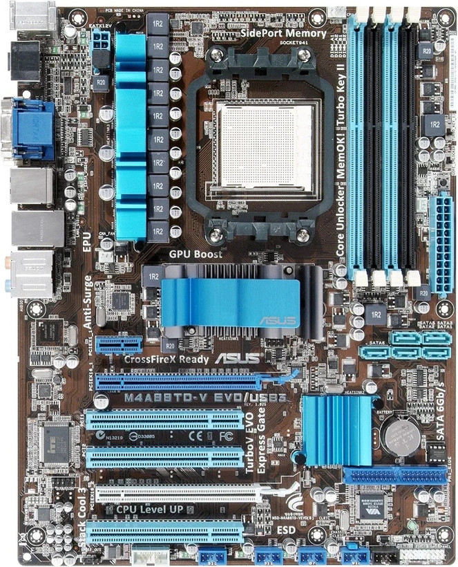مادربرد استوک ASUS M4A88TD-V EVO/USB3 با CPU AMD Phenom II X2 550 و فن مناسب اورکلاک قوی گیم، رندر و سیستم حرفه ای | فروشگاه آران پی سی