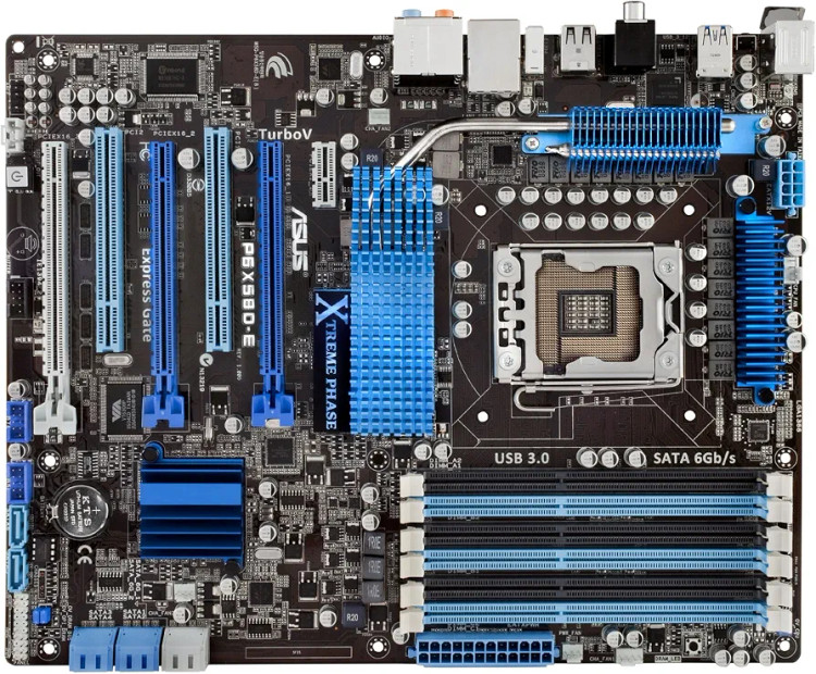 مادربرد ASUS P6X58D-E مناسب رندر و اورکلاک حرفهای با X58 و 16+2 Phase، USB 3.0 و SATA 6Gb/s، ۱۰۰٪ سلامت | فروشگاه آران پی سی